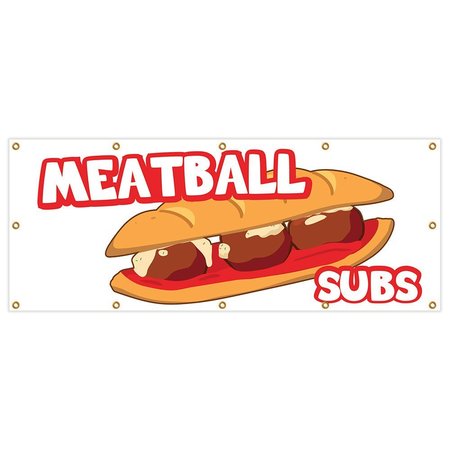 SIGNMISSION Meatball Subs Banner Heavy Duty 13 Oz Vinyl with Grommets B-120 Meatball Subs